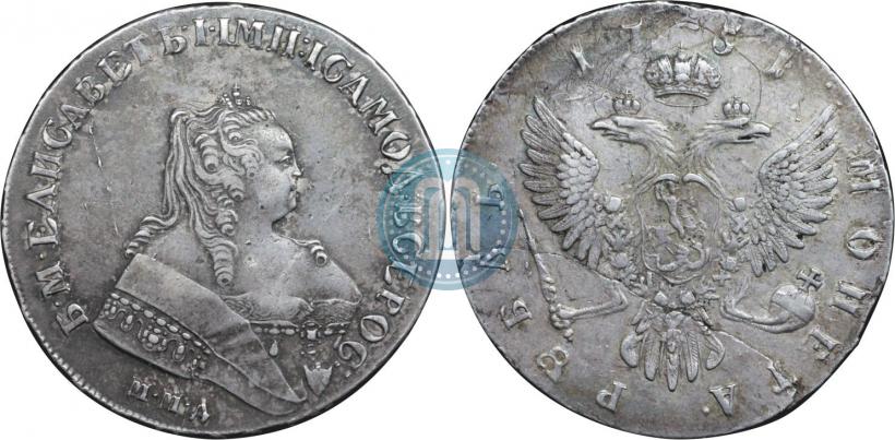 Фото 1 рубль 1751 года ММД 