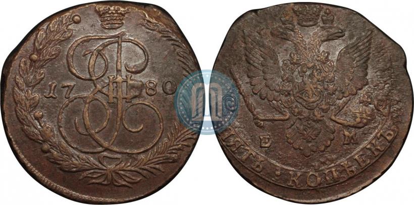 Picture 5 kopecks 1780 year ЕМ 