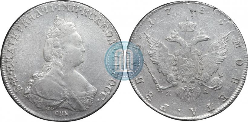 Фото 1 рубль 1786 года СПБ-ЯА 