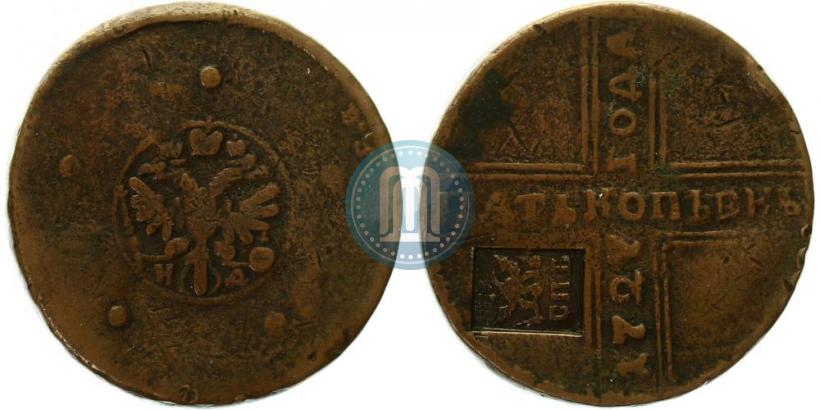 Фото 5 копеек 1740 года  "Надчеканка медных пятаков 1723-1730"