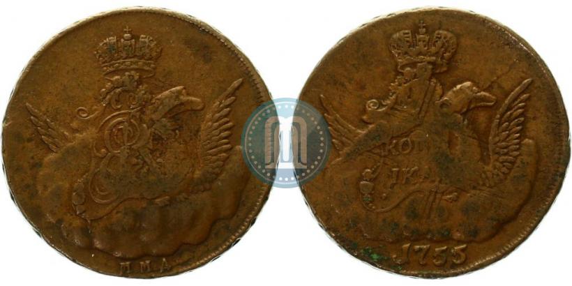 Picture 1 kopeck 1755 year ММД 