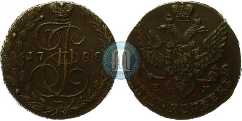 Фото 5 копеек 1788 года ЕМ 