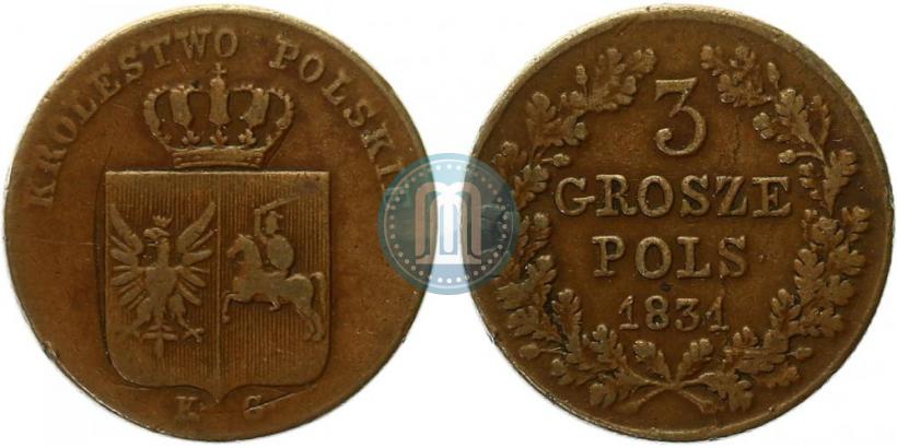 Picture 3 grosze 1831 year KG "Polish uprising"
