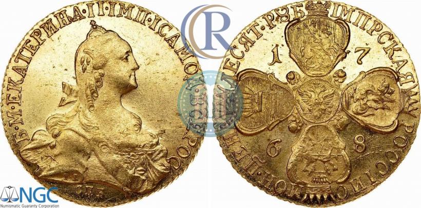 Picture 10 roubles 1768 year СПБ 