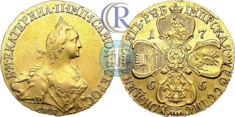 Фото 5 рублей 1766 года СПБ 