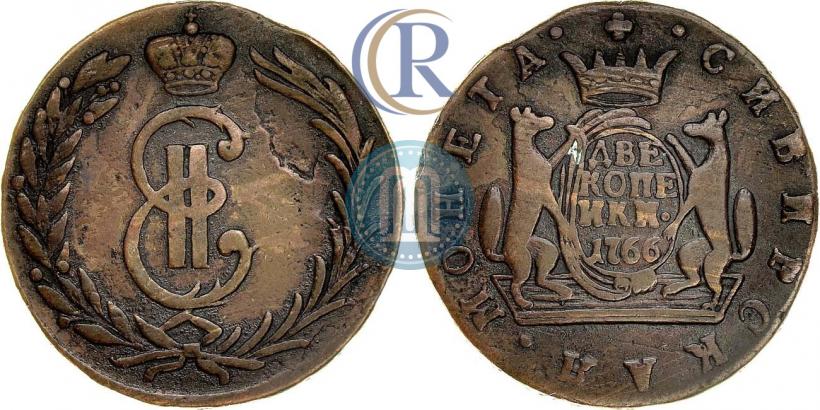 Picture 2 kopecks 1766 year  