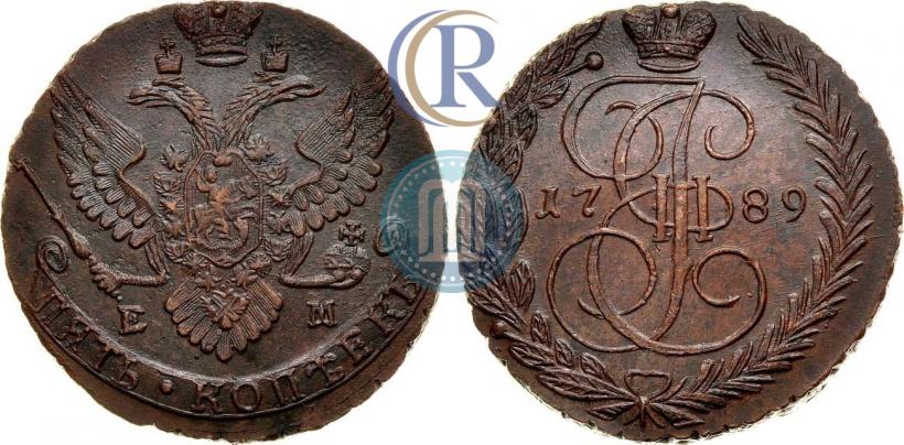 Фото 5 копеек 1789 года ЕМ 