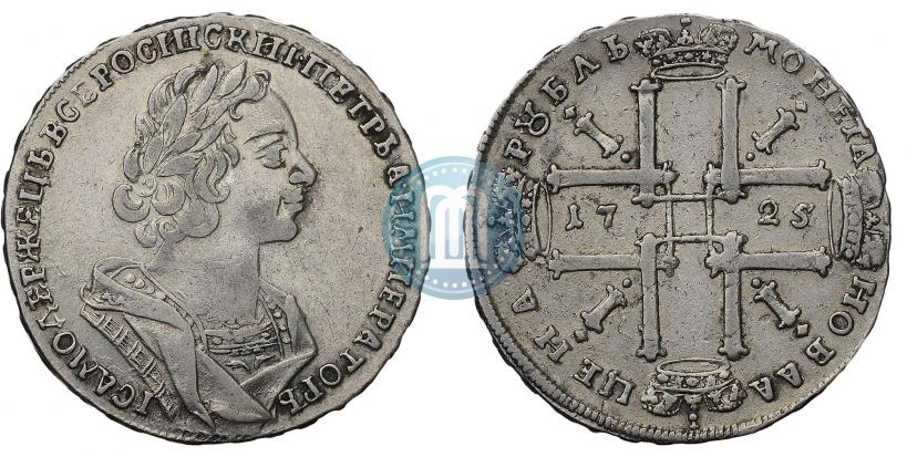 Фото 1 рубль 1725 года  "Портрет в античных доспехах"