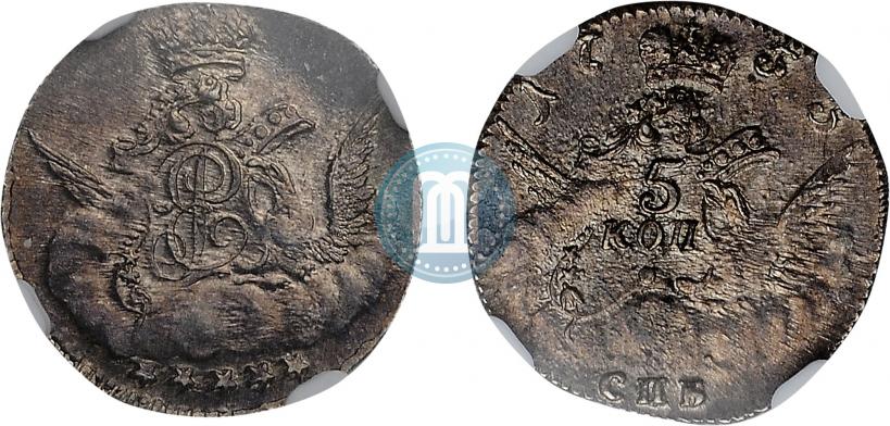 Фото 5 копеек 1755 года СПБ 