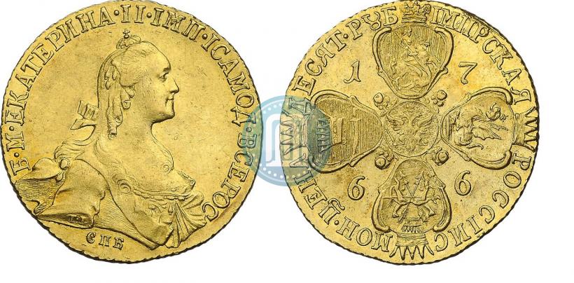 Picture 10 roubles 1766 year СПБ 
