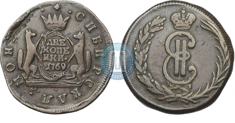 Фото 2 копейки 1769 года КМ 