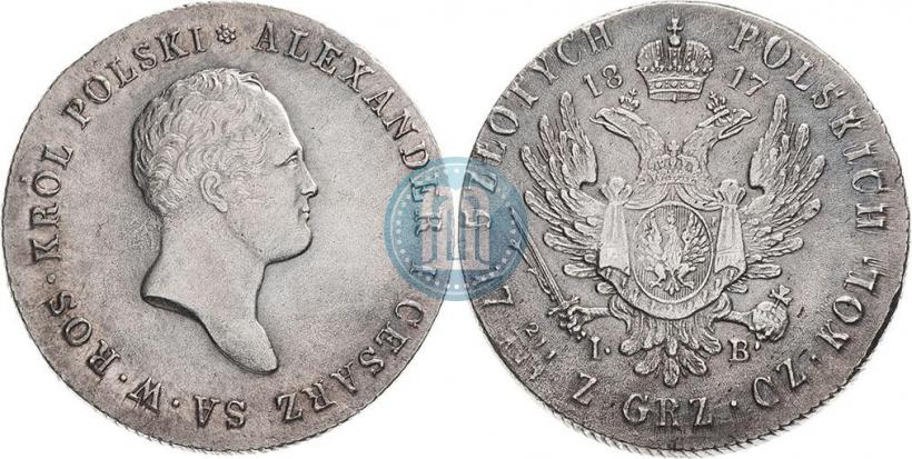 Фото 5 злотых 1817 года IB 