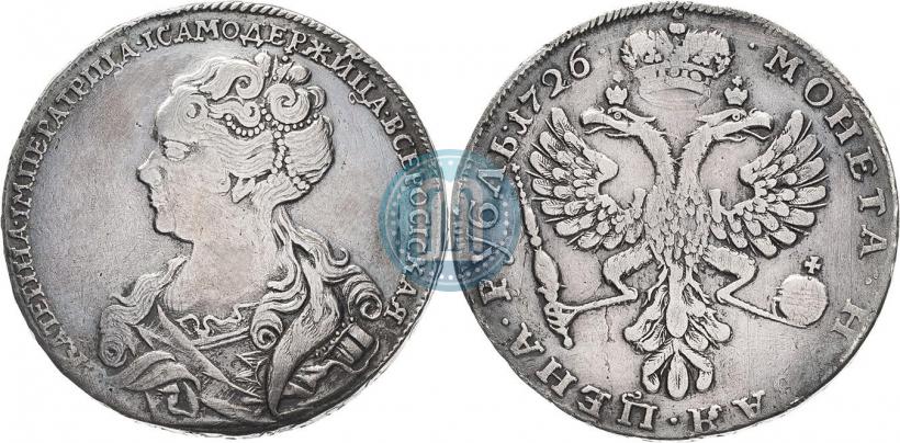 Picture 1 rouble 1726 year  "Moscow type, portrait turned to the left"