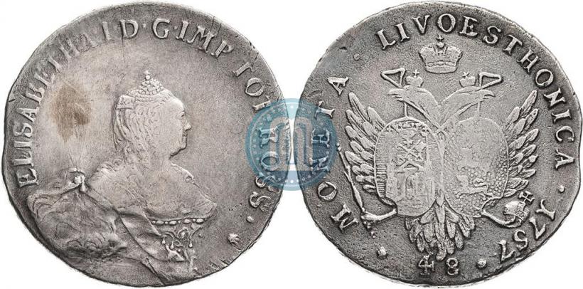 Picture 48 kopecks 1757 year  "For Livonia"