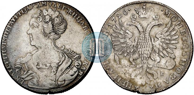 Picture 1 rouble 1726 year СПБ "Petersburg type, portrait turned to the left"