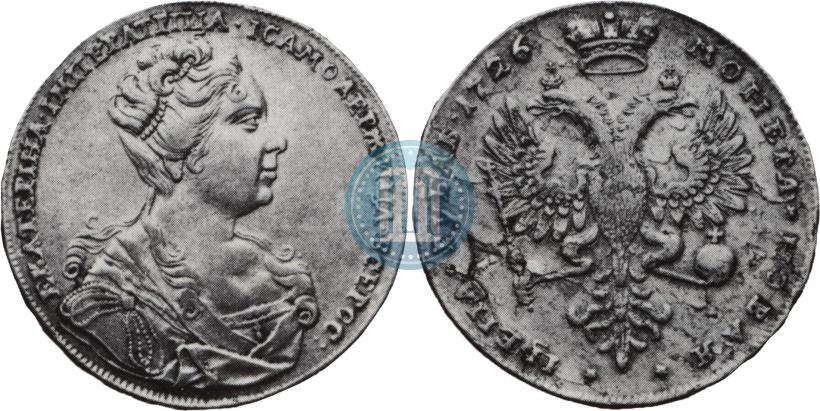 Фото 1 рубль 1726 года  "Московский тип, портрет вправо"