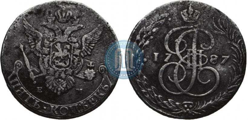 Фото 5 копеек 1787 года ЕМ 