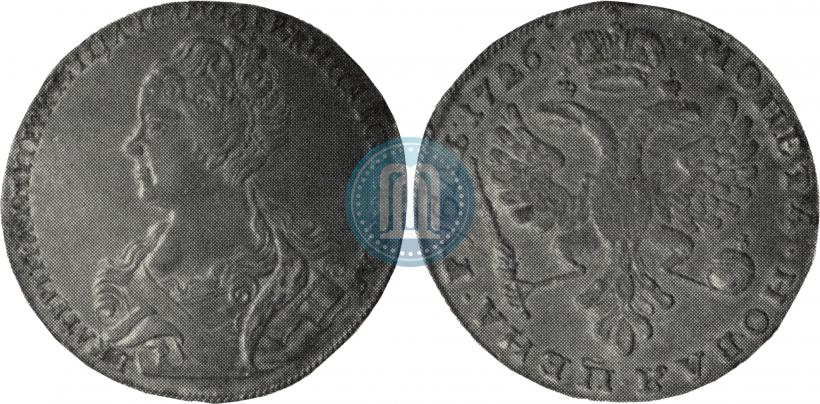 Фото 1 рубль 1726 года  "Московский тип, портрет влево"