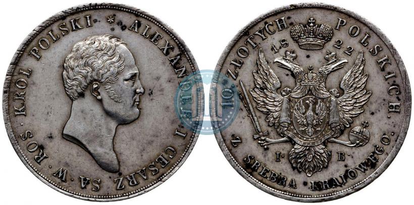 Picture 10 złotych 1822 year IB 