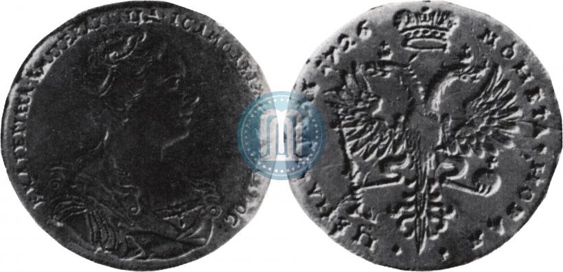 Фото 1 рубль 1726 года  "Московский тип, портрет вправо"