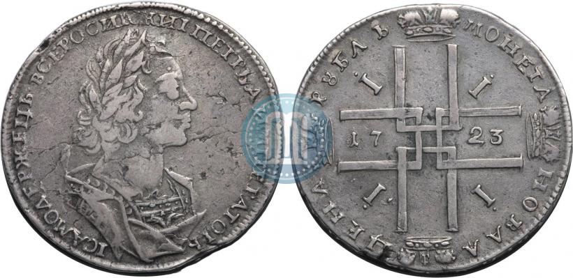 Фото 1 рубль 1723 года  "Портрет в античных доспехах"