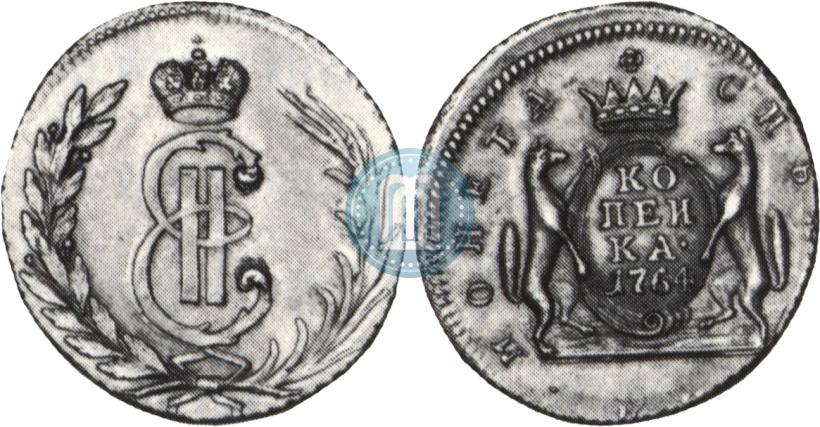 Picture 1 kopeck 1764 year  