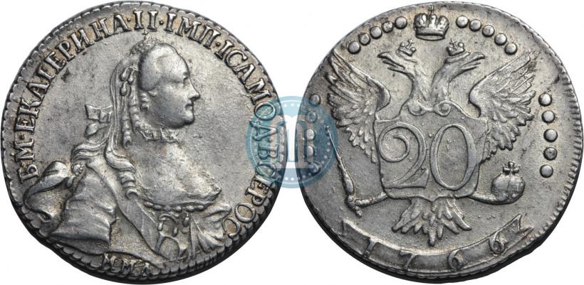 Фото 20 копеек 1766 года ММД 