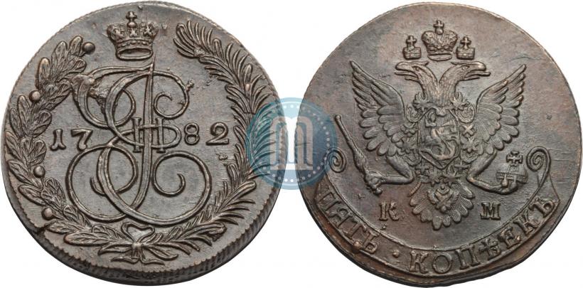 Фото 5 копеек 1782 года КМ 