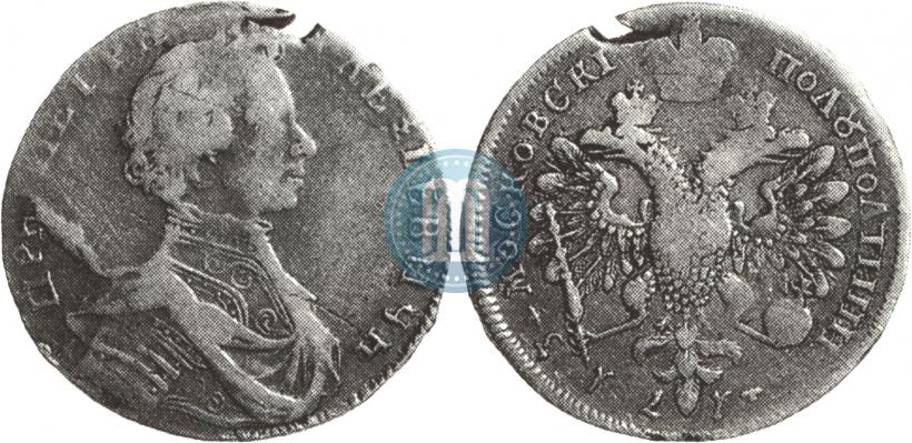 Фото Полуполтинник 1713 года G "Портрет работы С. Гуэна"
