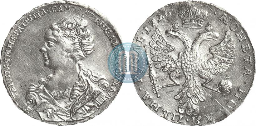 Picture 1 rouble 1726 year  "Moscow type, portrait turned to the left"