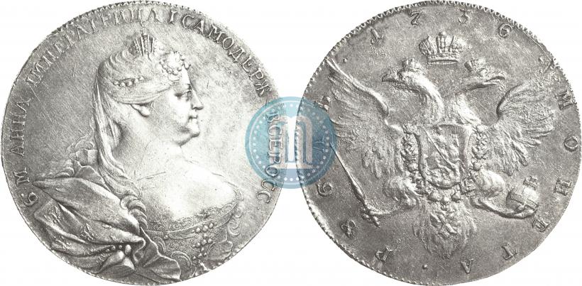 Фото 1 рубль 1736 года  "Портрет работы Гедлингера"