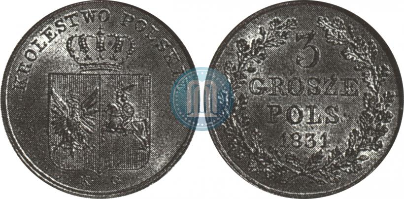 Picture 3 grosze 1831 year KG "Polish uprising"