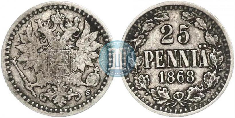 Picture 25 pennia 1868 year S 