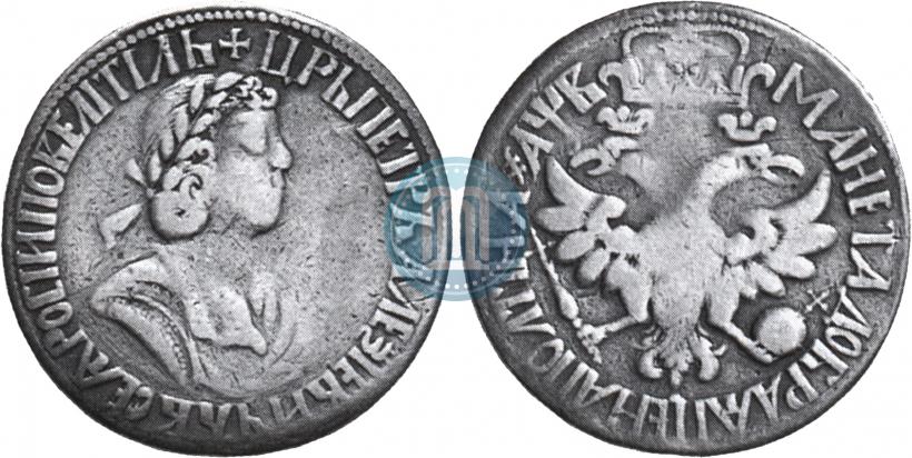 Picture Poltina 1702 year  "With a ribbon near the wreath"
