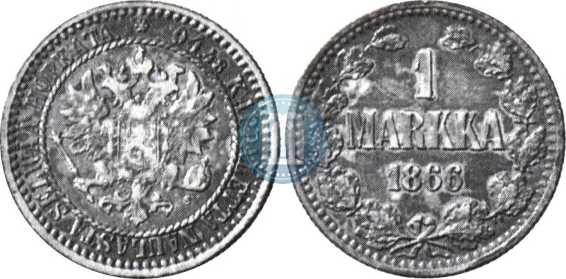Picture 1 markka 1866 year S 