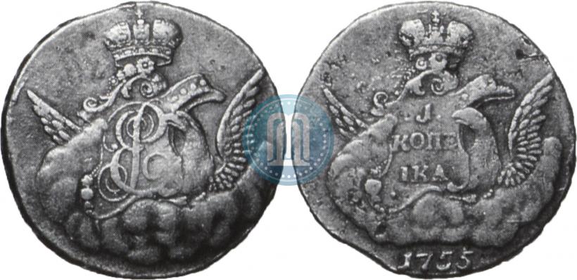 Фото 1 копейка 1755 года  