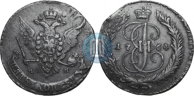 Фото 5 копеек 1764 года ММ 