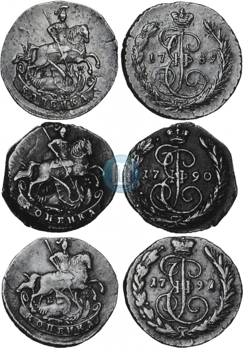 Picture 1 kopeck 1791 year ЕМ 