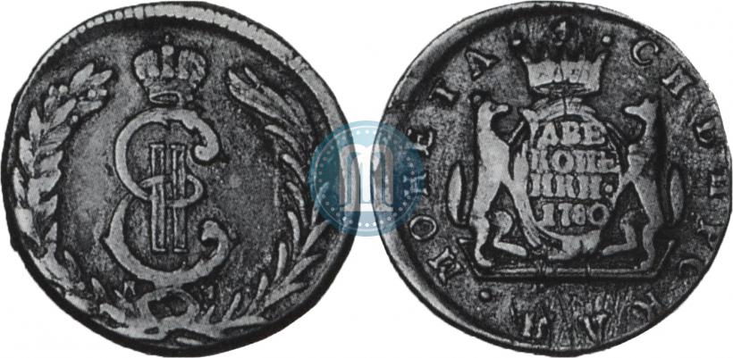Фото 2 копейки 1780 года КМ 