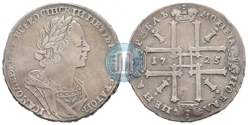 Фото 1 рубль 1725 года  "Портрет в античных доспехах"