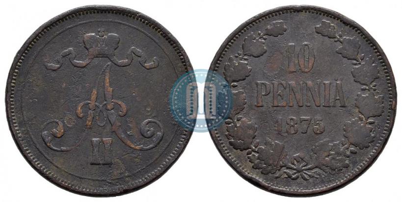 Фото 10 пенни 1875 года  