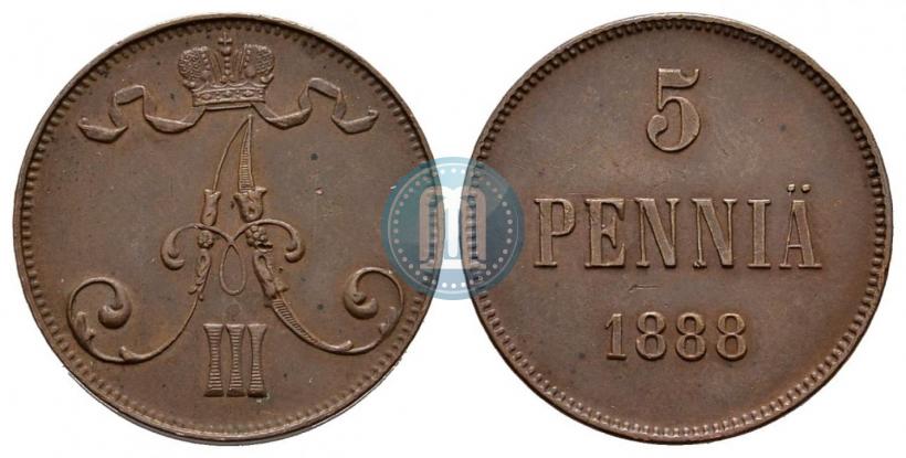 Picture 5 pennia 1888 year  