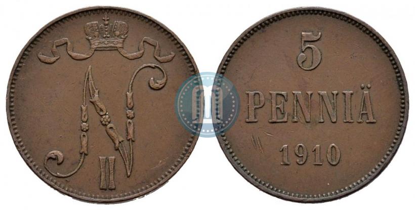 Фото 5 пенни 1910 года  