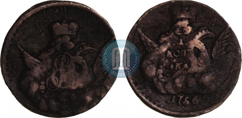 Picture 1 kopeck 1756 year  