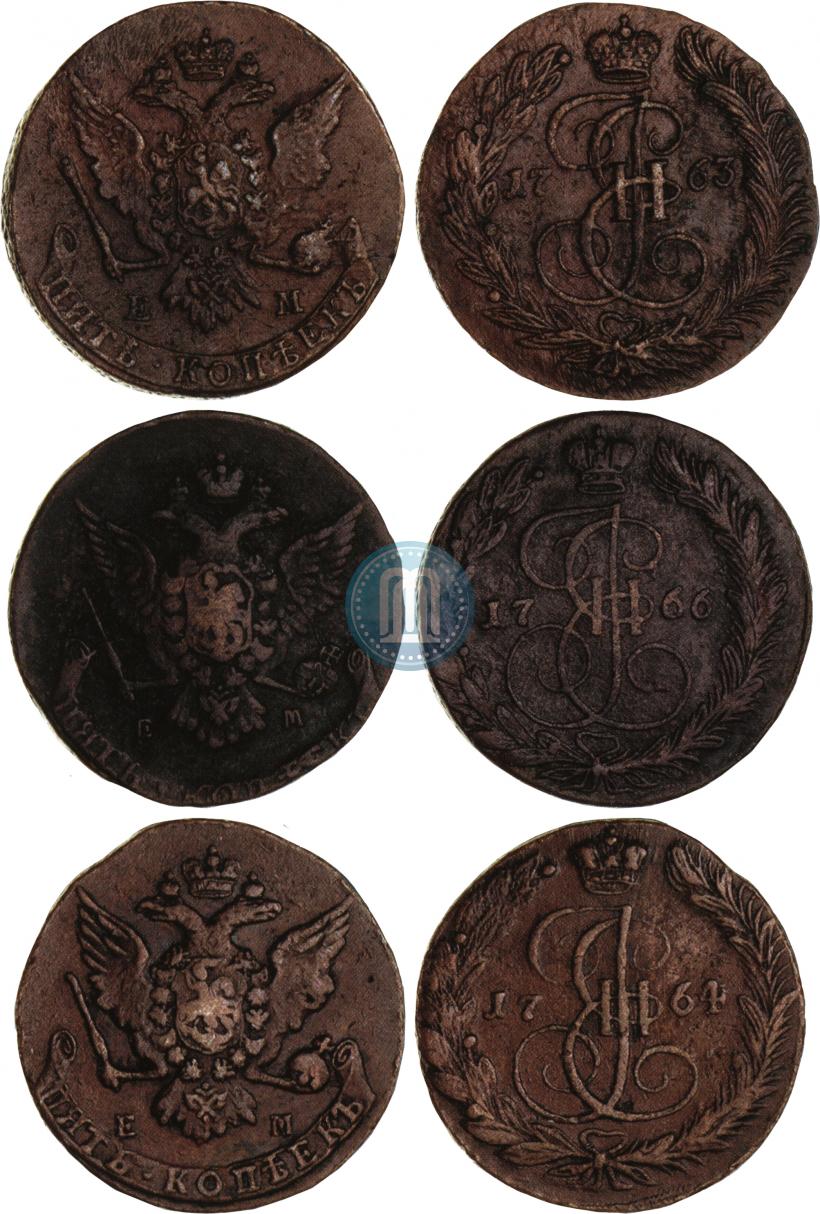 Фото 5 копеек 1764 года ЕМ 
