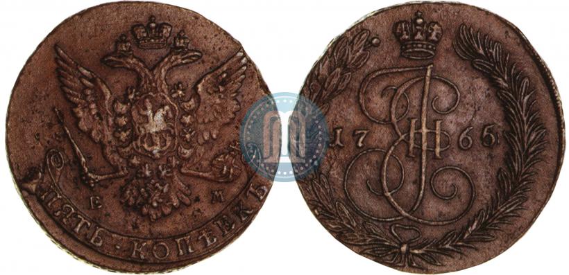 Picture 5 kopecks 1765 year ЕМ 