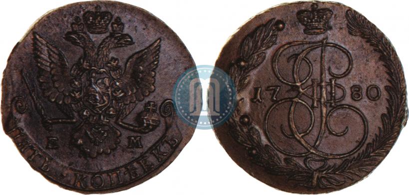 Picture 5 kopecks 1780 year ЕМ 