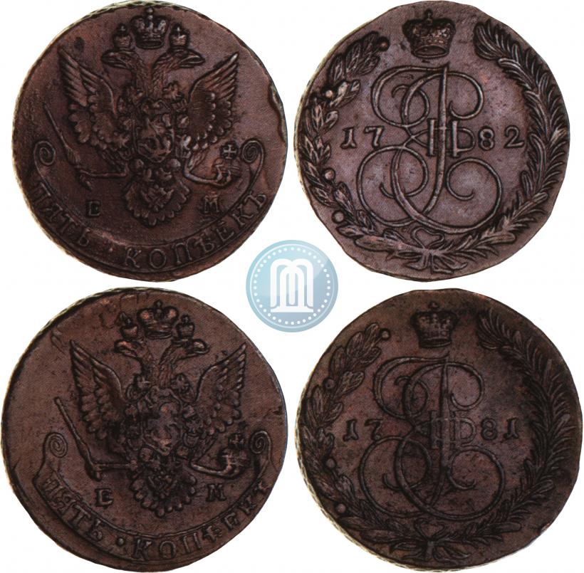 Picture 5 kopecks 1781 year ЕМ 
