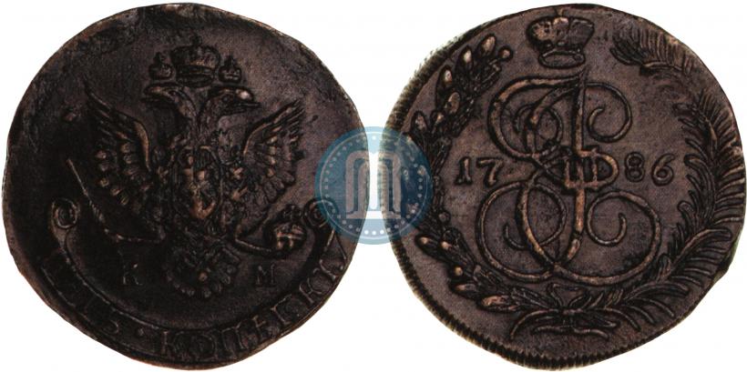 Фото 5 копеек 1786 года КМ 