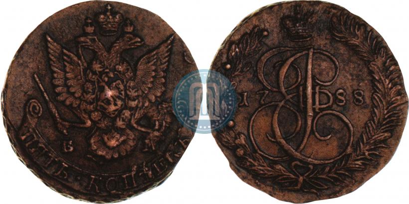 Picture 5 kopecks 1788 year ЕМ 
